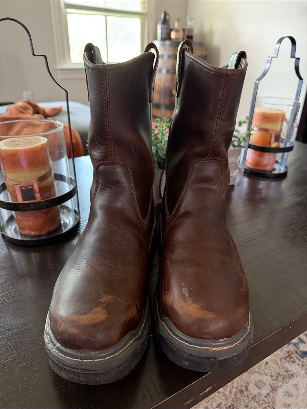 Men's Brown Leather Work Boots